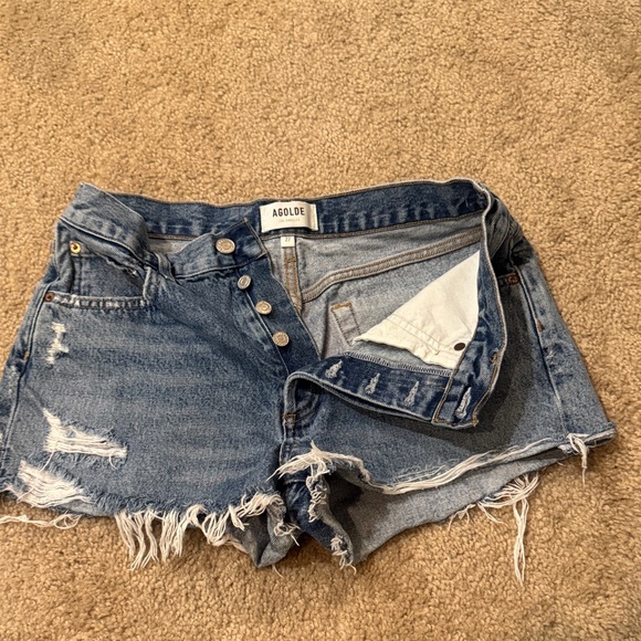 Agolde Pants - Agolde Distressed Blue Jean Shorts